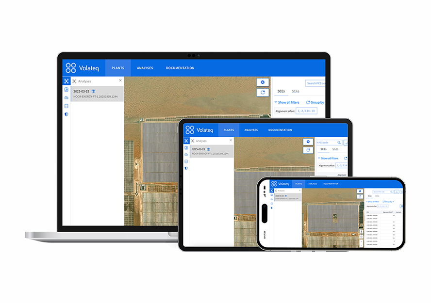 Screenshot of the Volateq Web App displayed on desktop, tablet, and mobile devices.