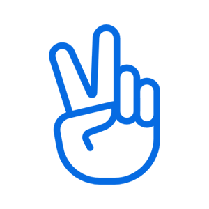 Cost reduction icon showing a hand with two fingers raised
