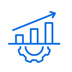 Performance improvement icon with an upward trending graph