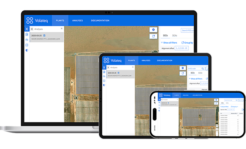 Solarinspektor dashboard banner Volateq Solarinspektor solar inspection platform dashboard shown on multiple screen sizes