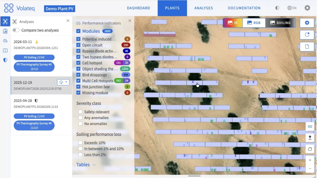 Volateq Solarinspektor interactive map poster Volateq Solarinspektor interactive solar plant inspection map for navigating and analysing field data